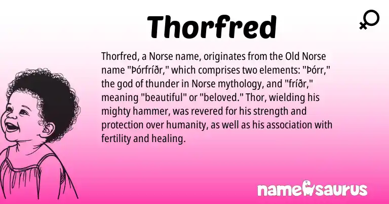 Infographic about Thorfred name meaning, Thorfred is a name from Old Norse, Norse origin(s).