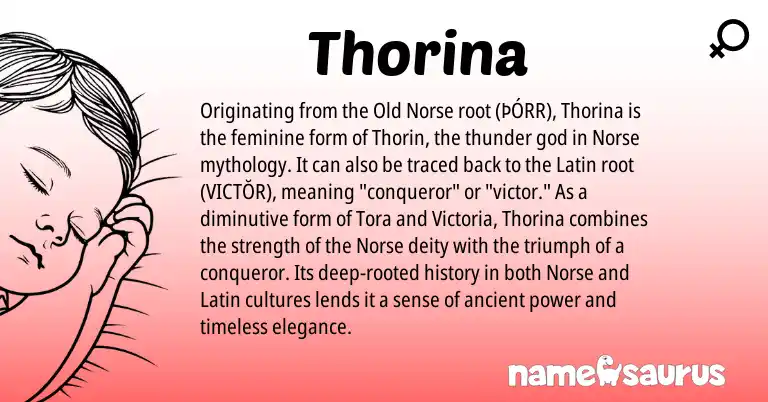 Infographic about Thorina name meaning, Thorina is a name from Old Norse, Latin, Norse origin(s).