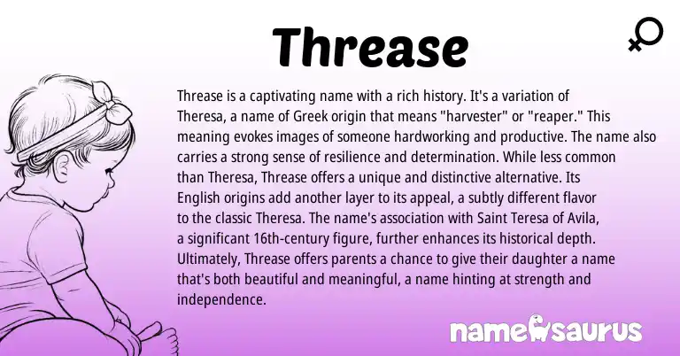 Infographic about Threase name meaning, Threase is a name from Greek origin(s).