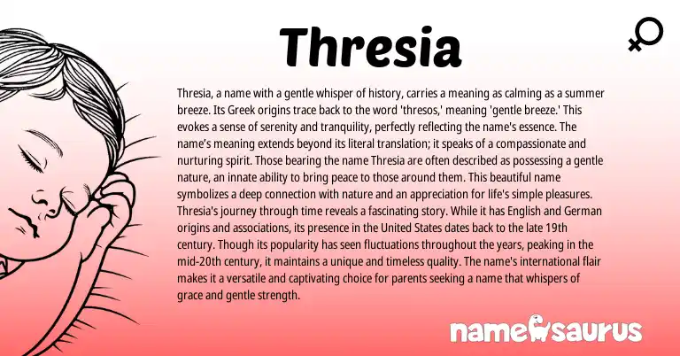 Infographic about Thresia name meaning, Thresia is a name from Greek origin(s).