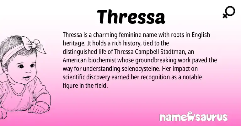 Infographic about Thressa name meaning, Thressa is a name from English origin(s).