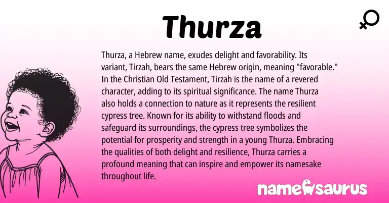 Infographic about Thurza name meaning, Thurza is a name from Hebrew origin(s).