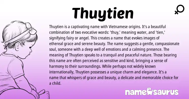 Infographic about Thuytien name meaning, Thuytien is a name from Vietnamese origin(s).