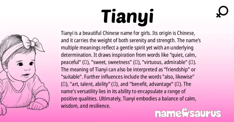 Infographic about Tianyi name meaning, Tianyi is a name from Chinese origin(s).
