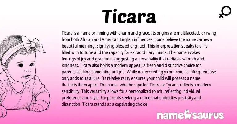 Infographic about Ticara name meaning, Ticara is a name from African origin(s).