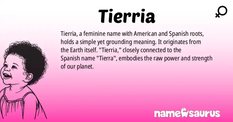 Infographic about Tierria name meaning, Tierria is a name from American, Spanish origin(s).