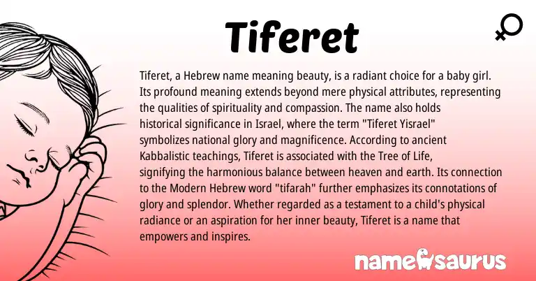 Infographic about Tiferet name meaning, Tiferet is a name from Hebrew, Modern origin(s).