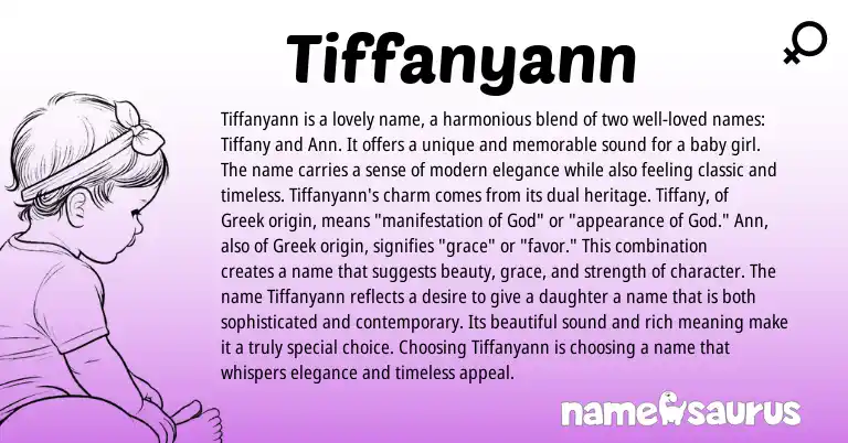 Infographic about Tiffanyann name meaning, Tiffanyann is a name from American origin(s).