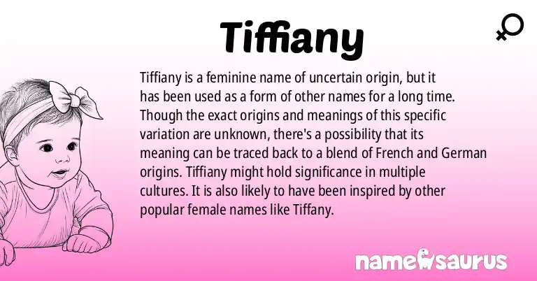 Infographic about Tiffiany name meaning, Tiffiany is a name from N/A origin(s).