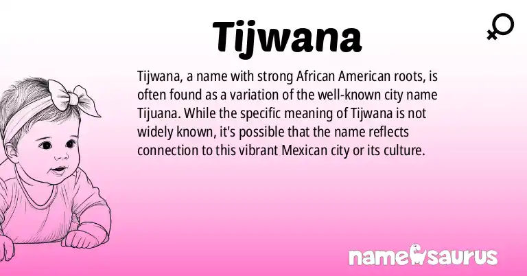 Infographic about Tijwana name meaning, Tijwana is a name from African American origin(s).