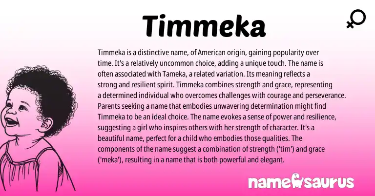 Infographic about Timmeka name meaning, Timmeka is a name from Other origin(s).