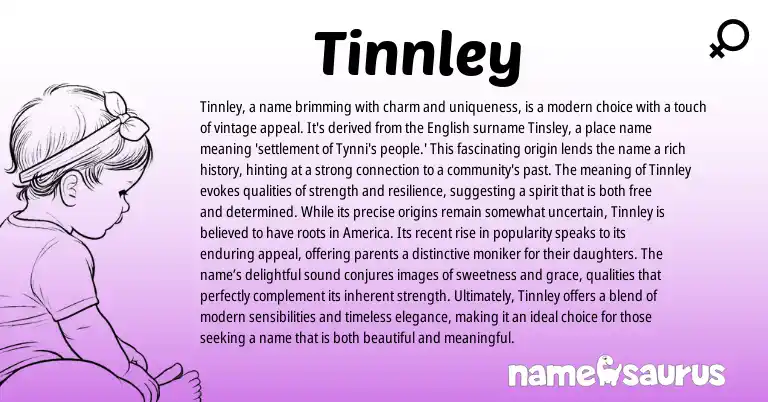 Infographic about Tinnley name meaning, Tinnley is a name from English origin(s).