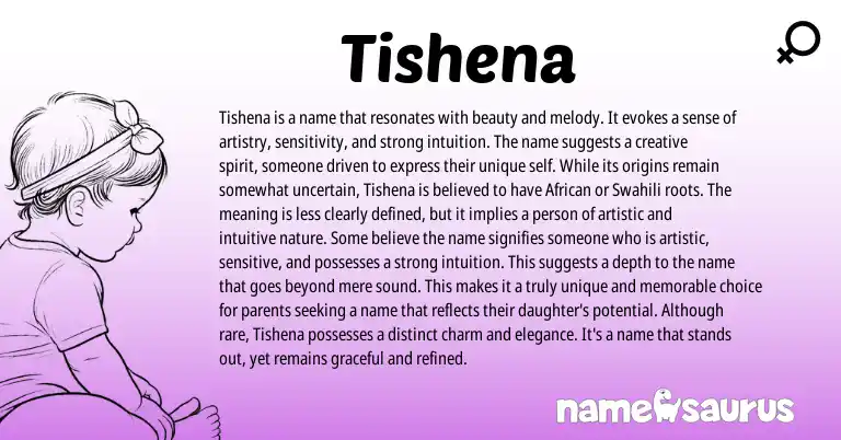 Infographic about Tishena name meaning, Tishena is a name from English origin(s).