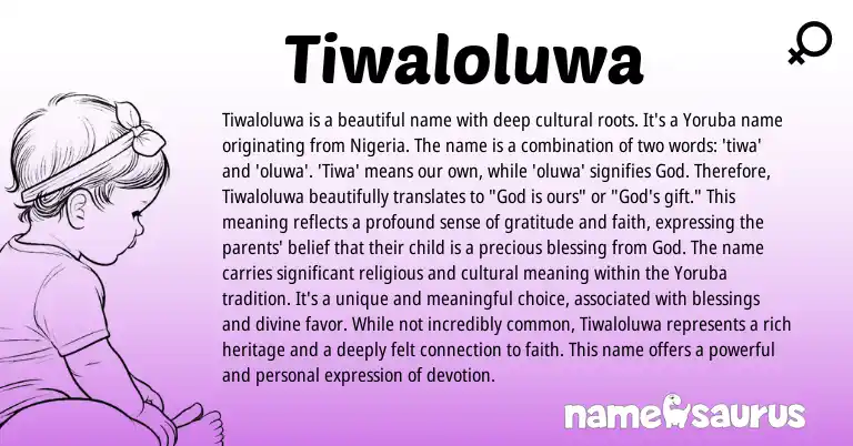 Infographic about Tiwaloluwa name meaning, Tiwaloluwa is a name from Yoruba origin(s).