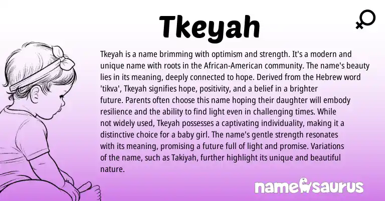 Infographic about Tkeyah name meaning, Tkeyah is a name from Hebrew origin(s).