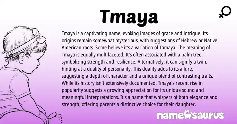 Infographic about Tmaya name meaning, Tmaya is a name from Hebrew origin(s).