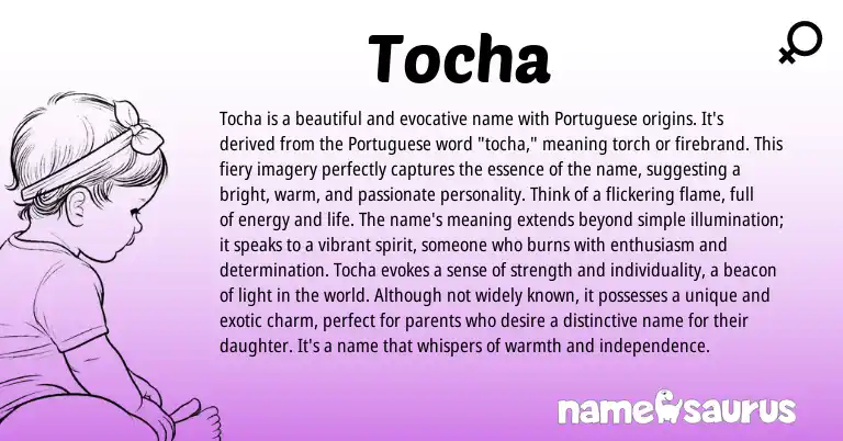 Infographic about Tocha name meaning, Tocha is a name from Portuguese origin(s).