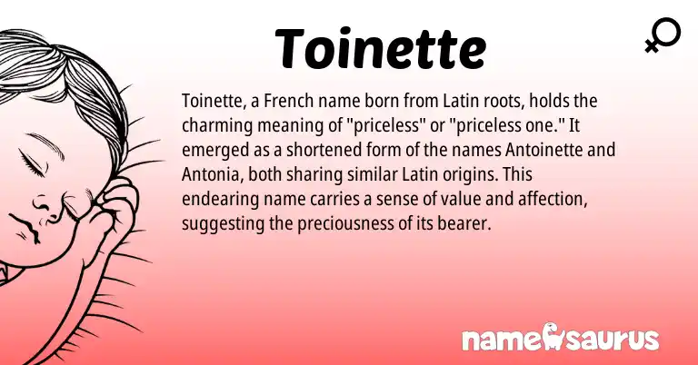 Infographic about Toinette name meaning, Toinette is a name from French, Latin origin(s).