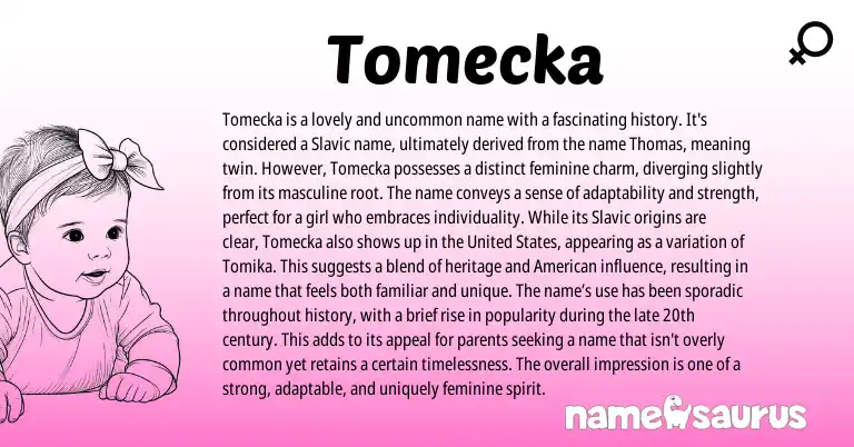 Infographic about Tomecka name meaning, Tomecka is a name from Slavic origin(s).