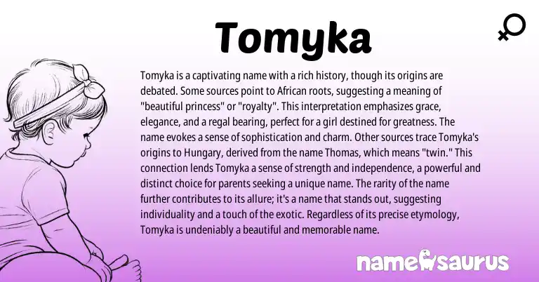 Infographic about Tomyka name meaning, Tomyka is a name from African origin(s).