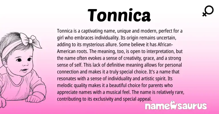 Infographic about Tonnica name meaning, Tonnica is a name from Other origin(s).