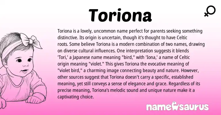 Infographic about Toriona name meaning, Toriona is a name from Japanese, Celtic origin(s).