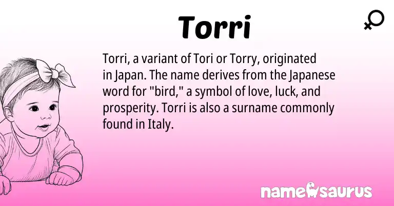 Infographic about Torri name meaning, Torri is a name from Japanese origin(s).