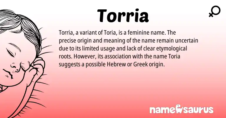 Infographic about Torria name meaning, Torria is a name from Hebrew, Greek origin(s).