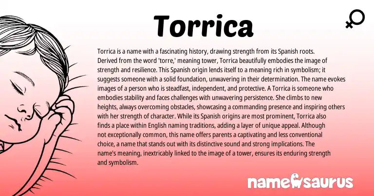 Infographic about Torrica name meaning, Torrica is a name from Spanish origin(s).