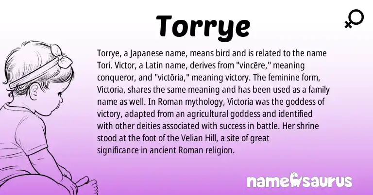 Infographic about Torrye name meaning, Torrye is a name from Roman, Latin, Japanese origin(s).