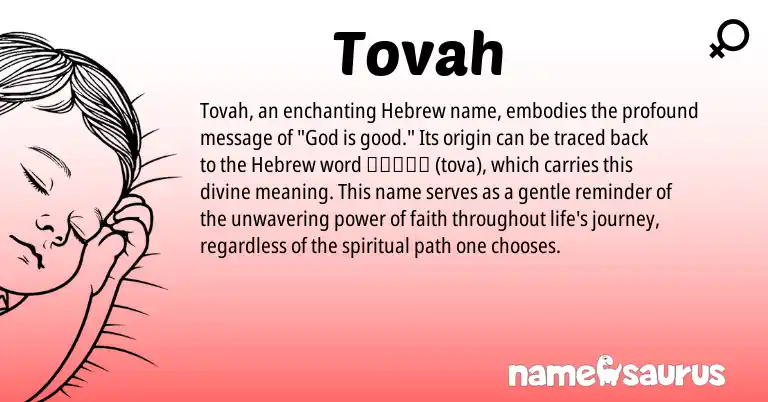 Infographic about Tovah name meaning, Tovah is a name from Hebrew origin(s).