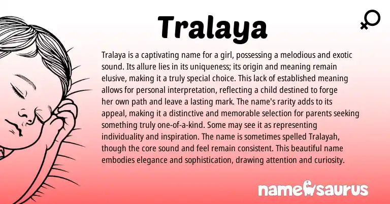 Infographic about Tralaya name meaning, Tralaya is a name from Other origin(s).