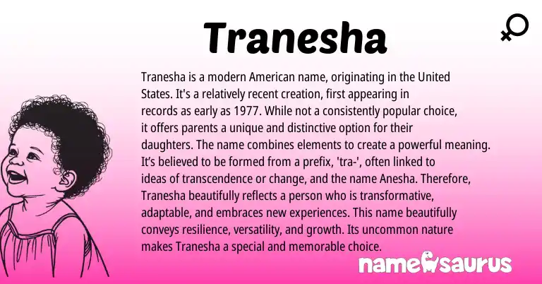 Infographic about Tranesha name meaning, Tranesha is a name from Other origin(s).
