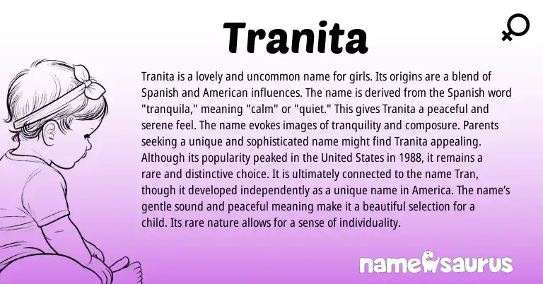 Infographic about Tranita name meaning, Tranita is a name from Spanish origin(s).