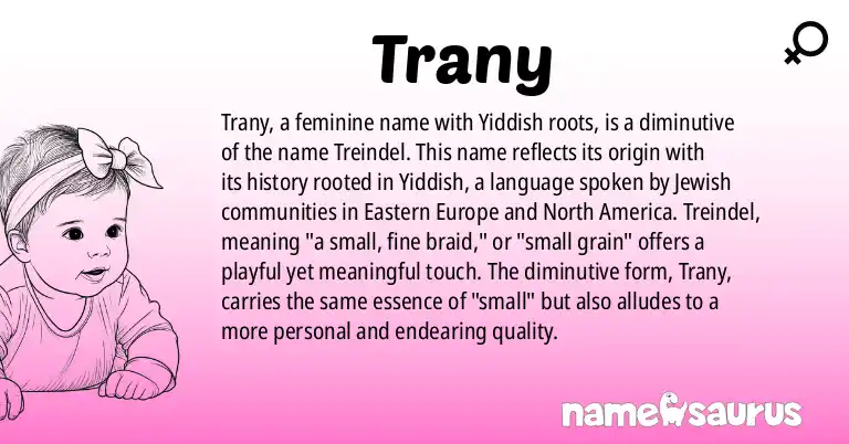 Infographic about Trany name meaning, Trany is a name from Yiddish origin(s).