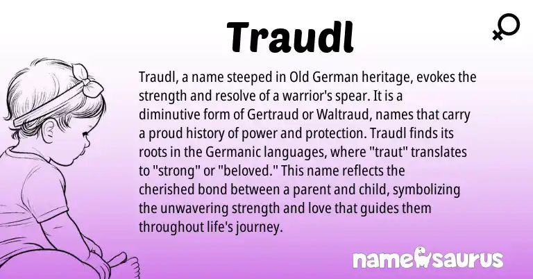 Infographic about Traudl name meaning, Traudl is a name from Old German, Germanic origin(s).