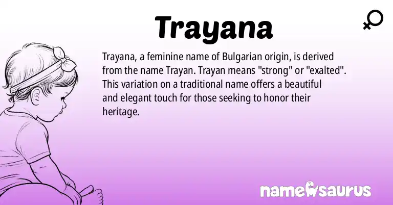 Infographic about Trayana name meaning, Trayana is a name from Bulgarian origin(s).