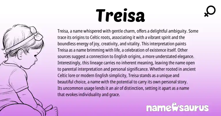 Infographic about Treisa name meaning, Treisa is a name from Celtic origin(s).