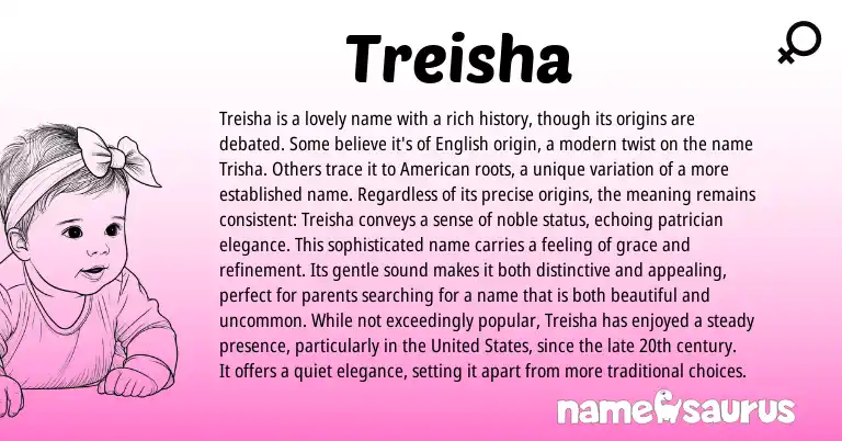 Infographic about Treisha name meaning, Treisha is a name from English origin(s).