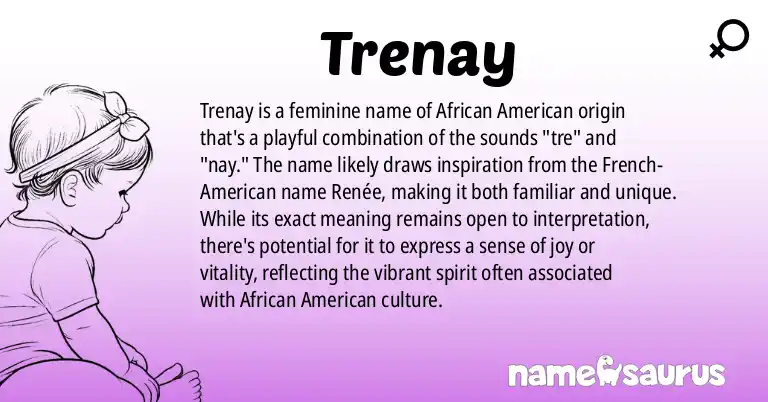 Infographic about Trenay name meaning, Trenay is a name from African American origin(s).