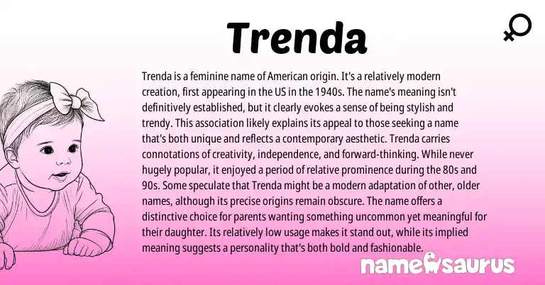 Infographic about Trenda name meaning, Trenda is a name from American origin(s).