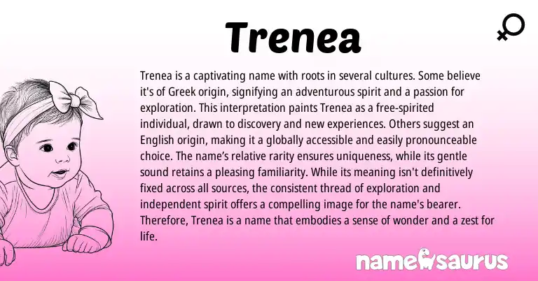 Infographic about Trenea name meaning, Trenea is a name from Greek origin(s).