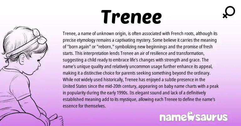 Infographic about Trenee name meaning, Trenee is a name from French, American origin(s).