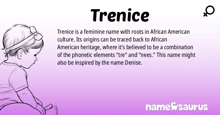 Infographic about Trenice name meaning, Trenice is a name from African American origin(s).