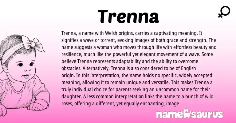 Infographic about Trenna name meaning, Trenna is a name from Macedonian, Welsh origin(s).