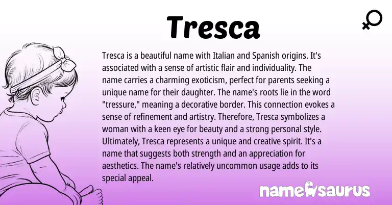 Infographic about Tresca name meaning, Tresca is a name from Italian origin(s).