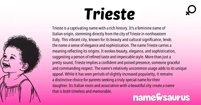 Infographic about Trieste name meaning, Trieste is a name from Italian origin(s).