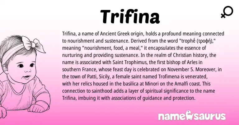Infographic about Trifina name meaning, Trifina is a name from Ancient Greek origin(s).
