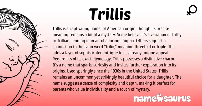 Infographic about Trillis name meaning, Trillis is a name from American origin(s).