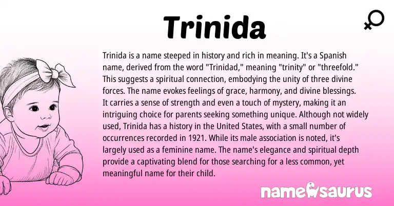 Infographic about Trinida name meaning, Trinida is a name from Spanish origin(s).